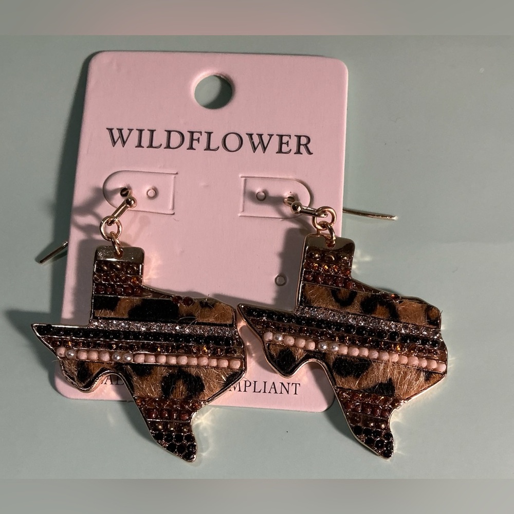 Wildflowers Leopard Print Texas Earrings